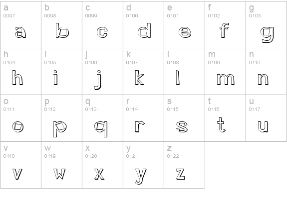 OnedinOutline lowercase a-z preview