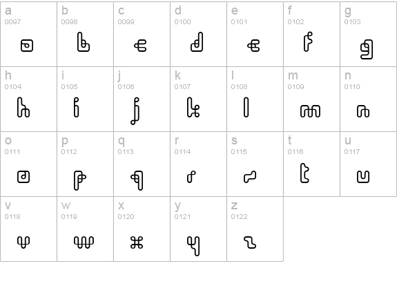 OneStroke-Regular lowercase a-z preview