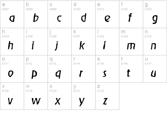 OnStageRandom-Italic lowercase a-z preview