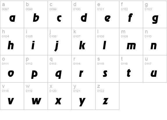 OnStageSerial-Xbold-Italic lowercase a-z preview