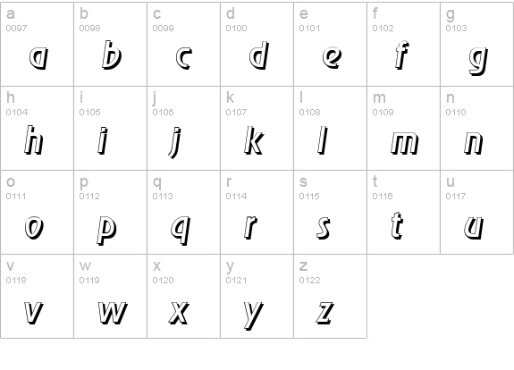 OnStageShadow-Italic lowercase a-z preview