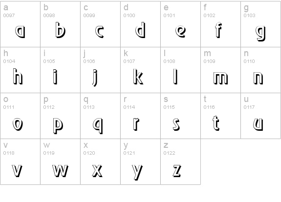 OnStageShadow-Regular lowercase a-z preview