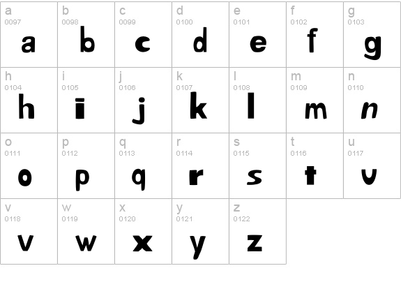 Oogabooga-Irregular lowercase a-z preview