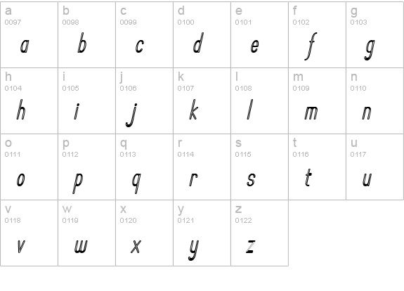 Operator Nine BTN Inline Oblique lowercase a-z preview