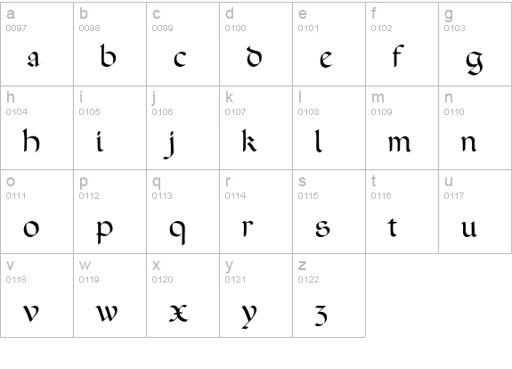Ophelia lowercase a-z preview