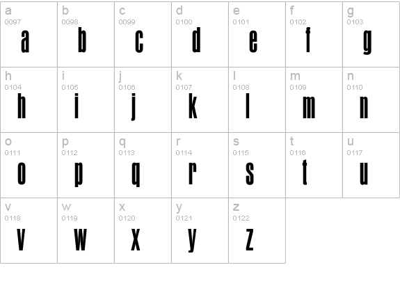 OPTIAuroraCondensed lowercase a-z preview