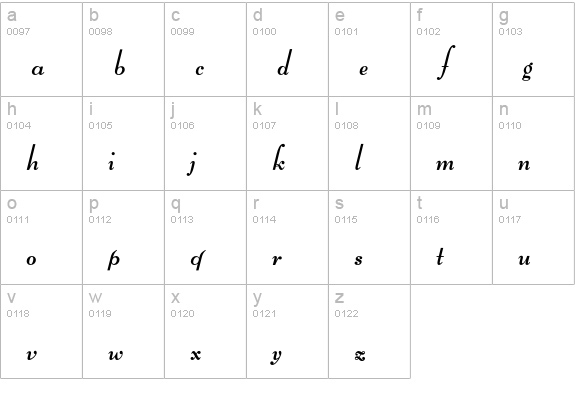 OPTIBernhard-BoldCursive lowercase a-z preview