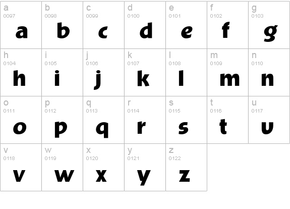 OPTIBevis-Bold lowercase a-z preview