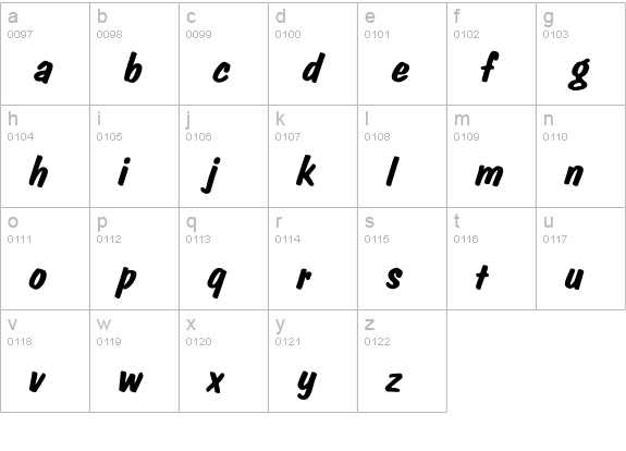 OPTICarolina-Brush lowercase a-z preview