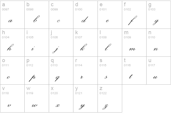 OPTIExcelsiorScript lowercase a-z preview