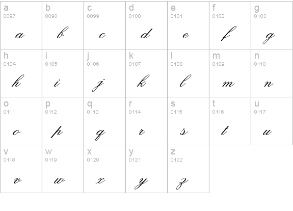 OPTIOldFashioned-Script lowercase a-z preview