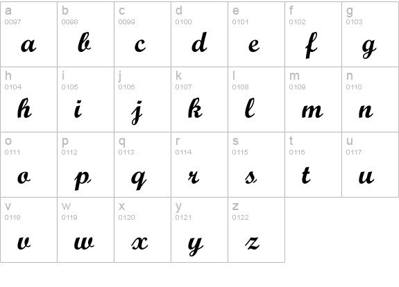 OPTIScript-Bold lowercase a-z preview