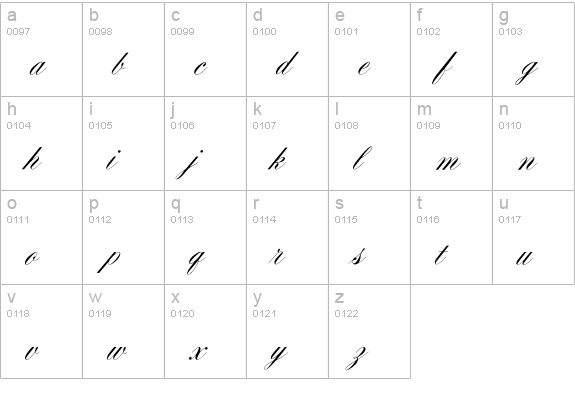 OPTIYale-Script lowercase a-z preview