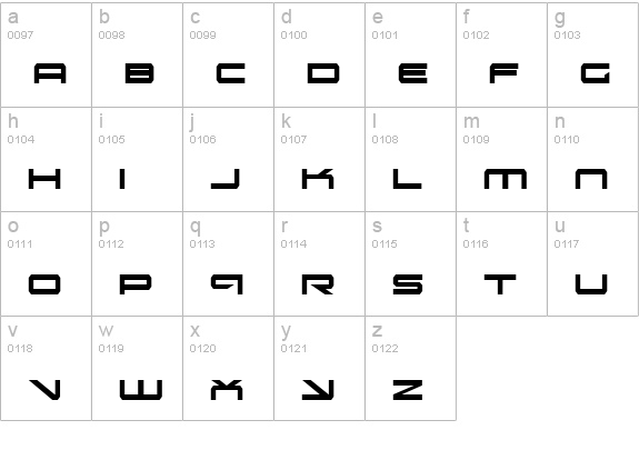 Oramac Condensed lowercase a-z preview
