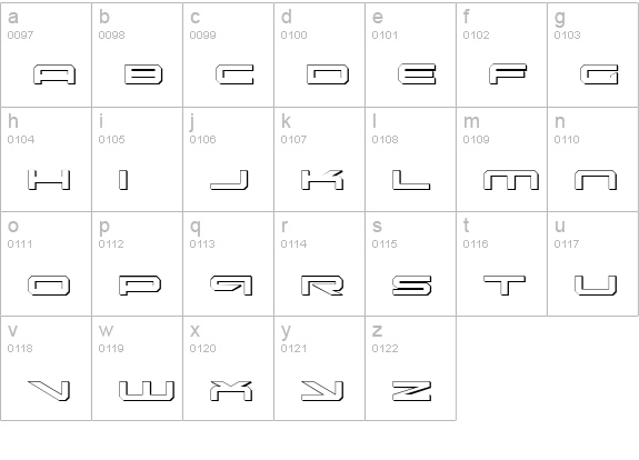 Oramac Shadow lowercase a-z preview
