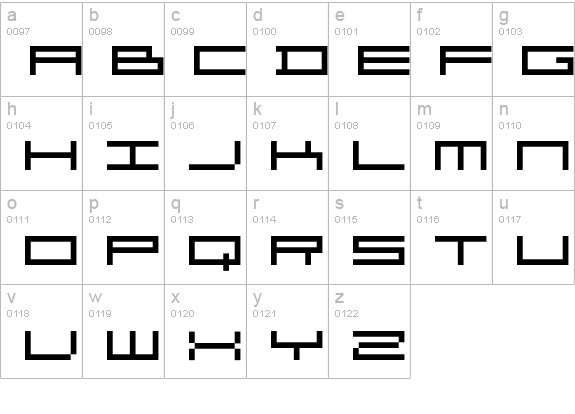 Organ lowercase a-z preview