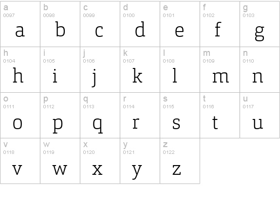 Orgon Slab ExtraLight lowercase a-z preview