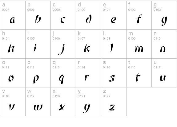 Orient 1 Italic lowercase a-z preview