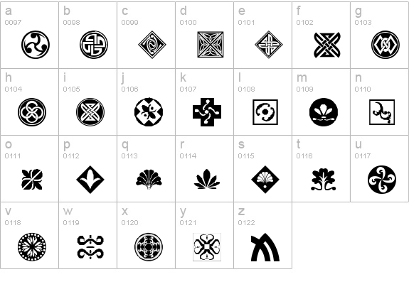Orient Patterns lowercase a-z preview