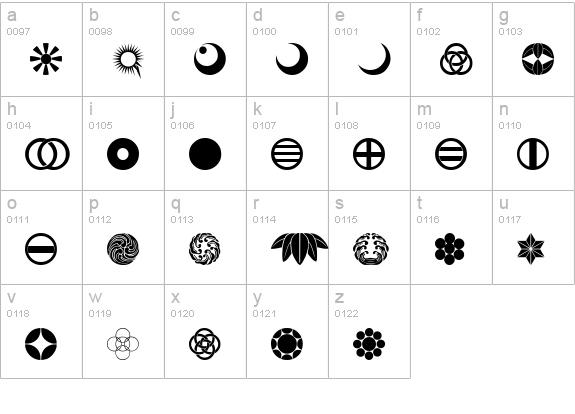 Oriental Icons IV lowercase a-z preview