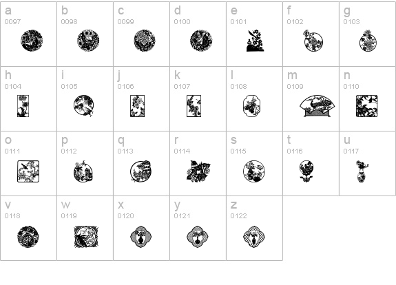 Oriental View lowercase a-z preview