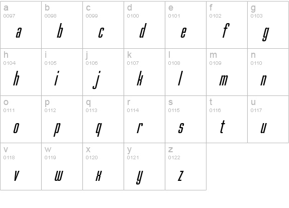 OrlandoItalics lowercase a-z preview
