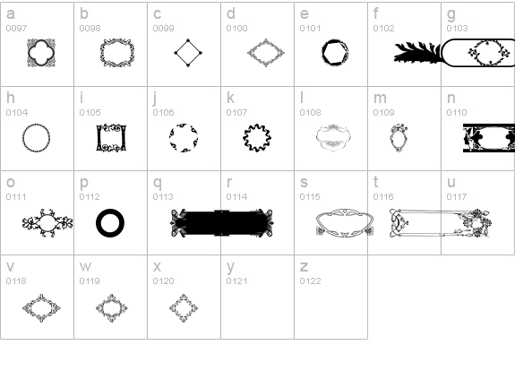 Ornamental Frames I lowercase a-z preview