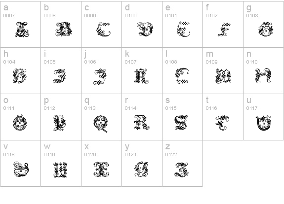 OrnamentalInitial lowercase a-z preview