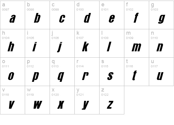 Ornoli Italic lowercase a-z preview