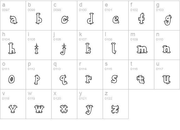 Oshare Honenuki lowercase a-z preview