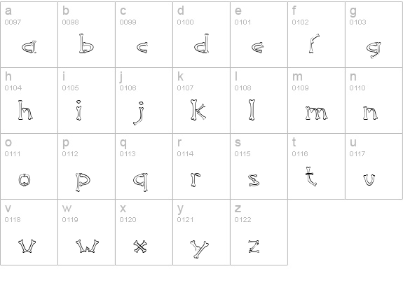 Osselets lowercase a-z preview
