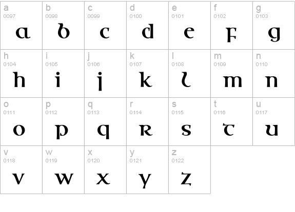OssianEF-Bold lowercase a-z preview