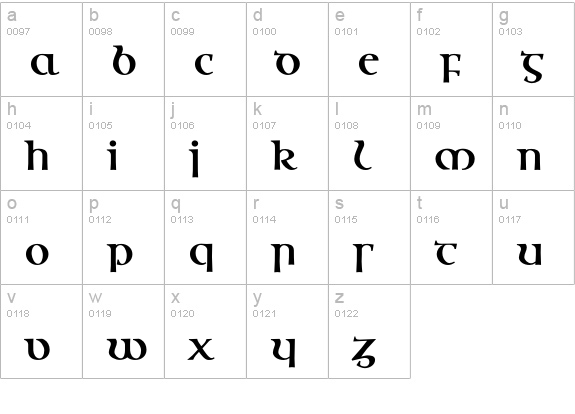 OssianEF-BoldAlternate lowercase a-z preview