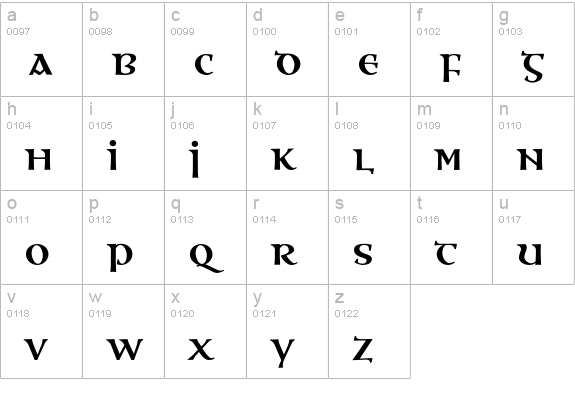OssianEF-BoldSC lowercase a-z preview