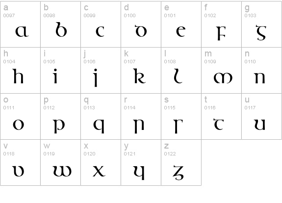 OssianEF-RegularAlternate lowercase a-z preview