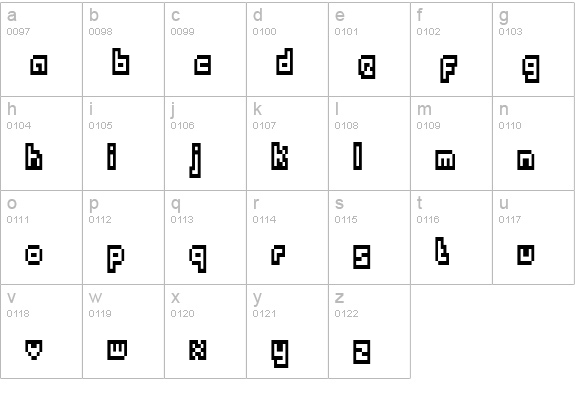 Outlands Truetype lowercase a-z preview