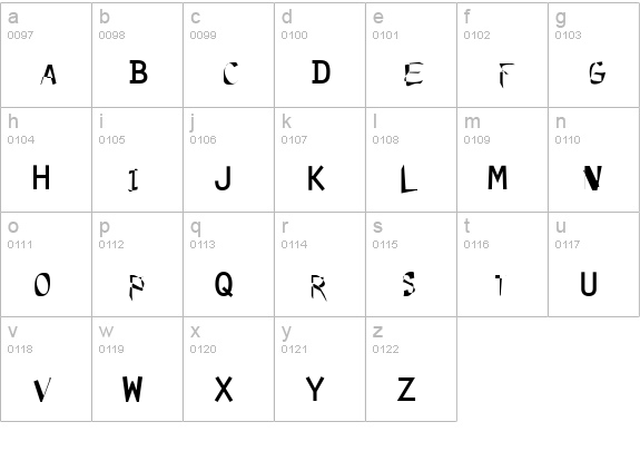 Outsidein lowercase a-z preview