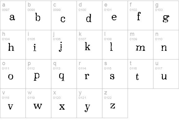 Oxeran lowercase a-z preview