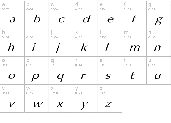 Oxford Wd Italic lowercase a-z preview