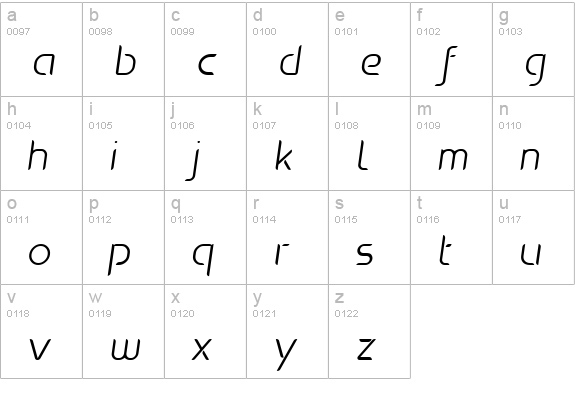oxo-lightItalic lowercase a-z preview
