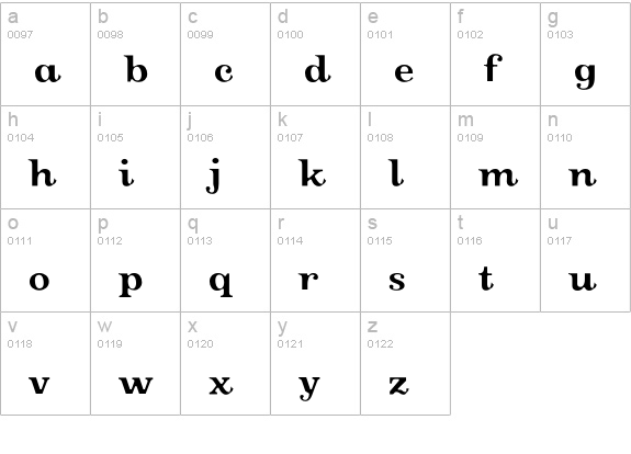 Oxtail Bold lowercase a-z preview