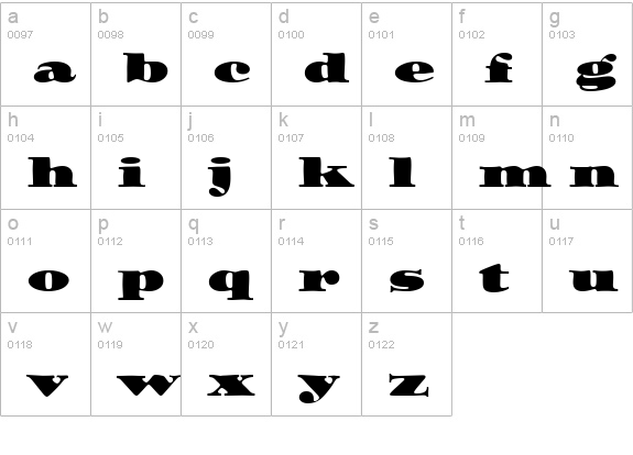 Ozwald ICG lowercase a-z preview
