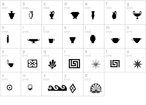 P22 Acropolis Extras lowercase a-z preview