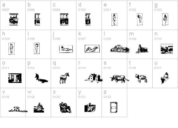 P22 Hopper Sketches lowercase a-z preview