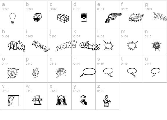 P22 Pop Art Extras lowercase a-z preview