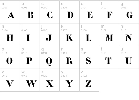 P22 Pop Art Stencil lowercase a-z preview
