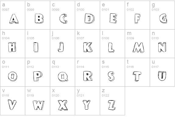 P22 Pop Art Three D lowercase a-z preview