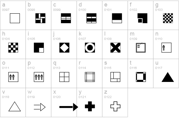 P22Bauhaus-Extras lowercase a-z preview