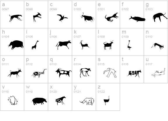 P22Petroglyphs-African lowercase a-z preview