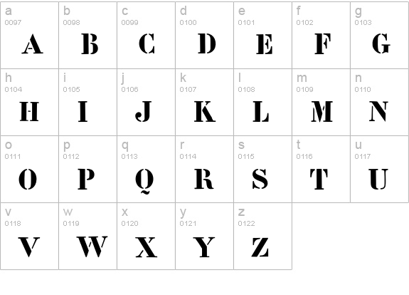 P22PopArt-Stencil lowercase a-z preview